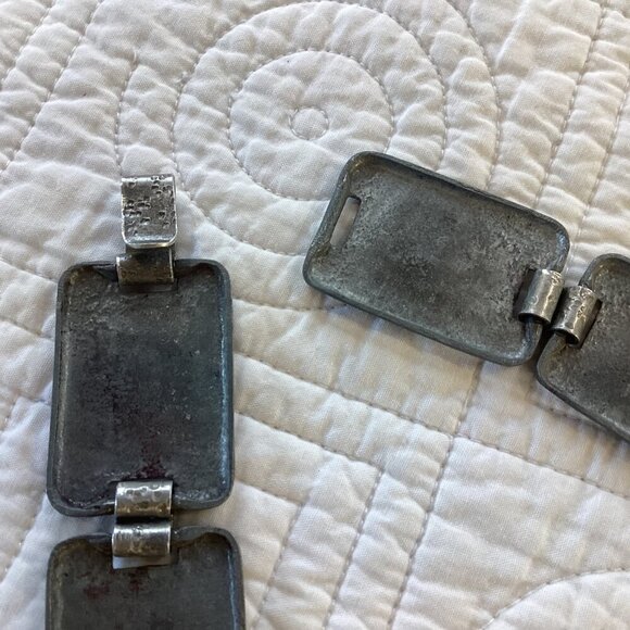 One of the kind! Vintage Pewter Boho Belt Raised Dancing Scene Links 34” main image 5